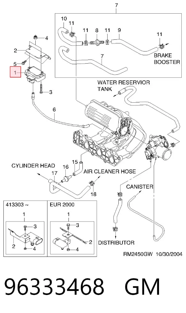 Sensor de pressão no coletor de admissão, MAP 96333468 General Motors