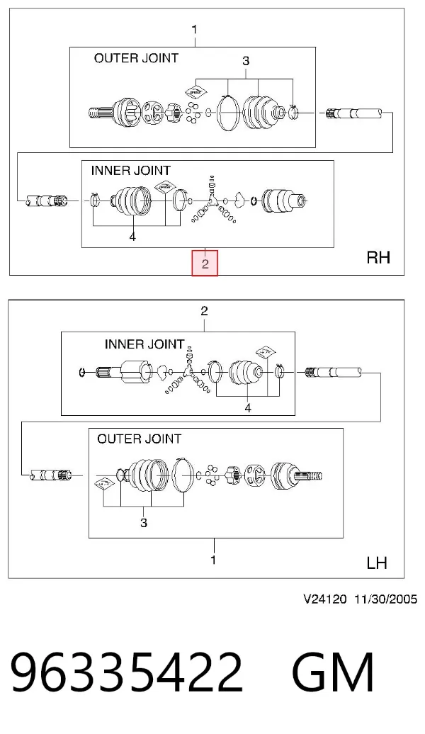 Junta homocinética interna dianteira direita 96335422 General Motors