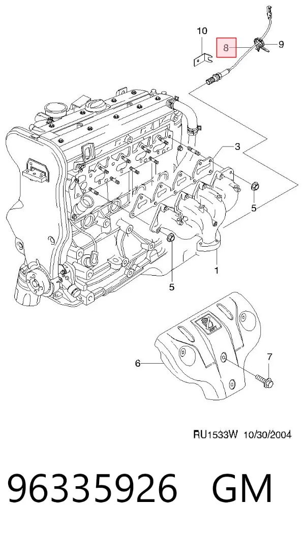 Sonda lambda, sensor de oxigênio 96335926 General Motors