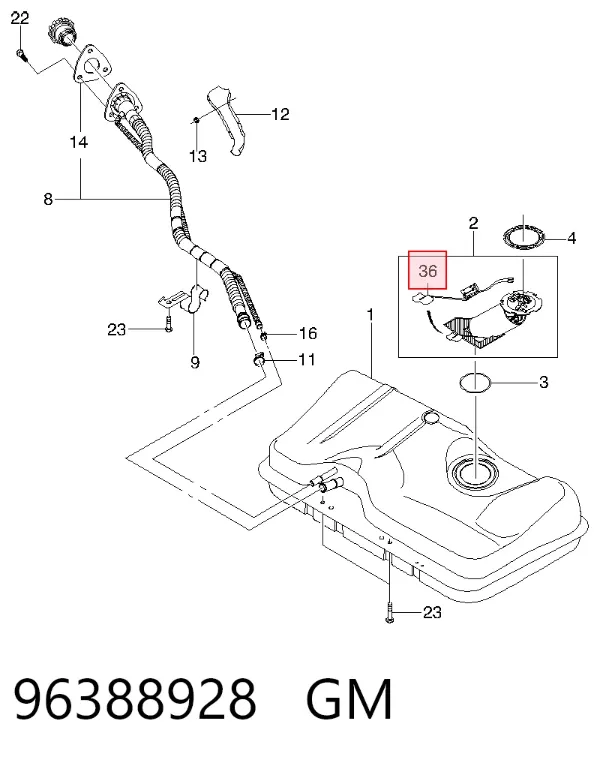 Sensor do nível de combustível no tanque Daewoo Lanos KLAT