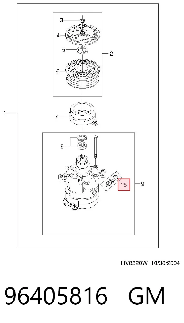 Válvula do compressor de aparelho de ar condicionado 96405816 General Motors