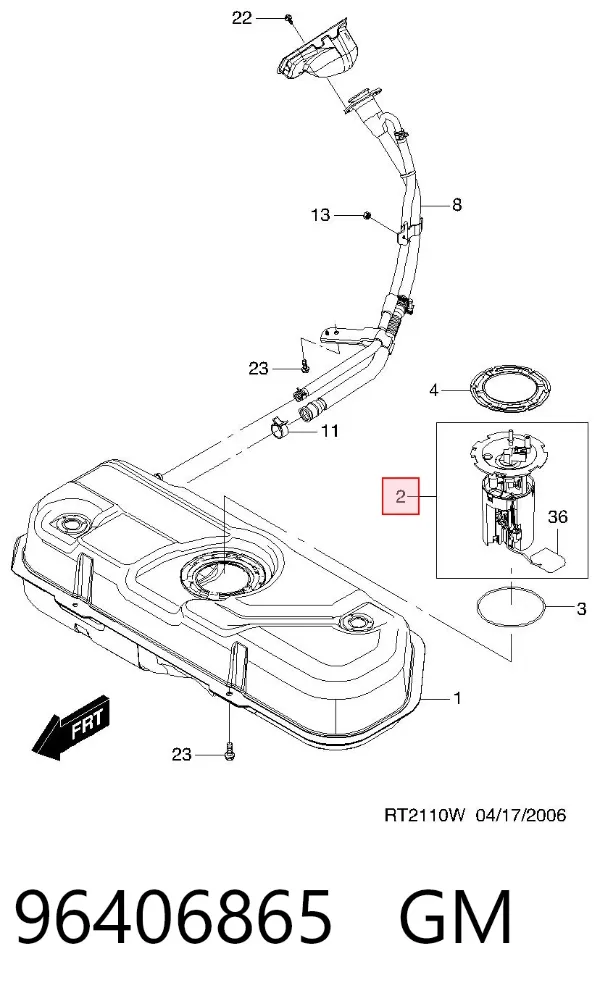Módulo de bomba de combustível com sensor do nível de combustível 96406865 General Motors