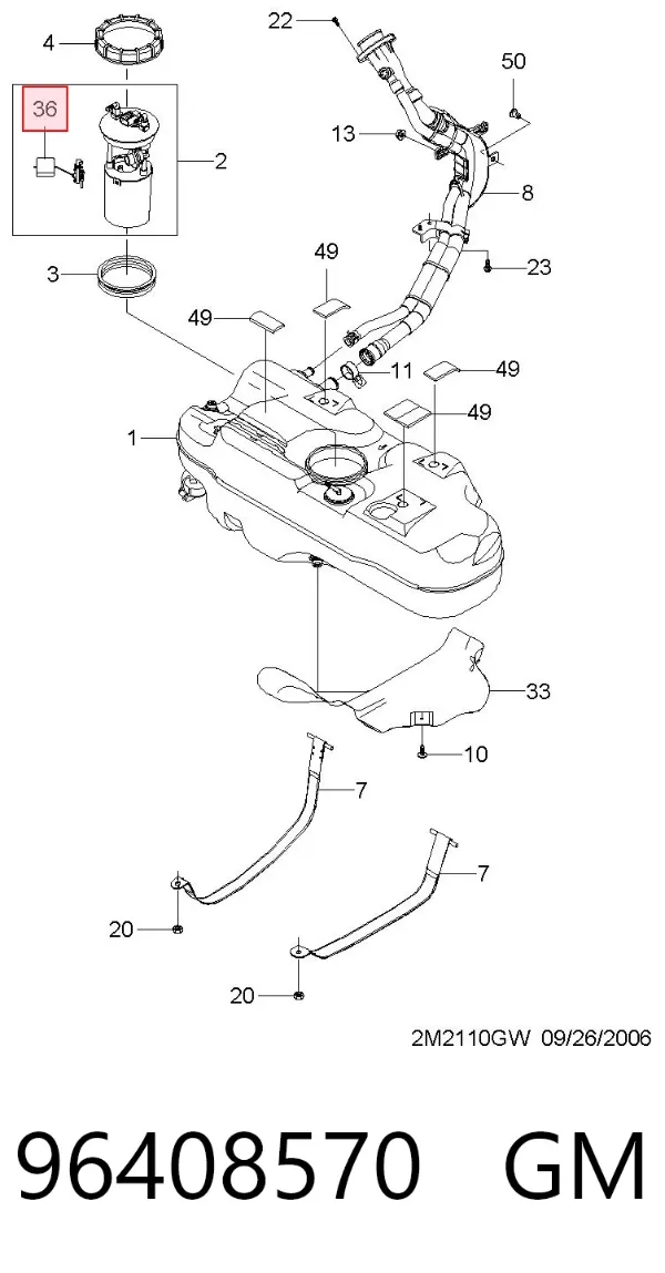 Sensor do nível de combustível no tanque Daewoo Matiz KLYA