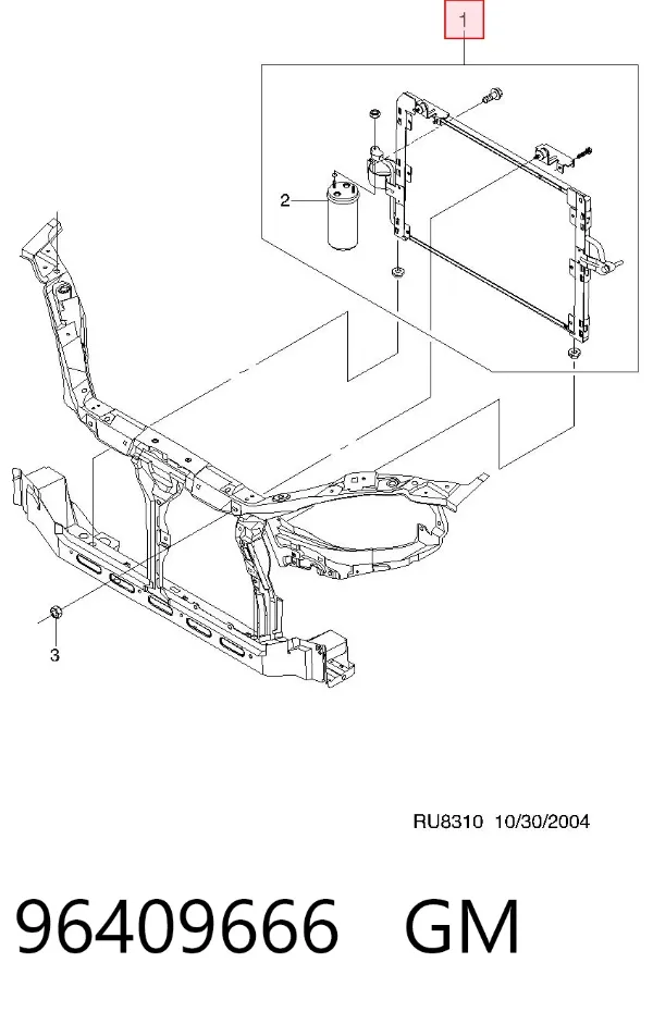 Radiador de aparelho de ar condicionado 96409666 General Motors