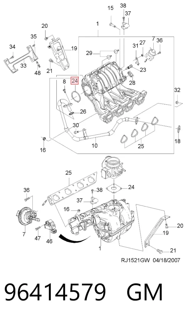 Vedante da válvula de borboleta 96414579 General Motors
