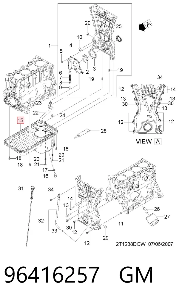 Panela de óleo de cárter do motor 96416257 General Motors