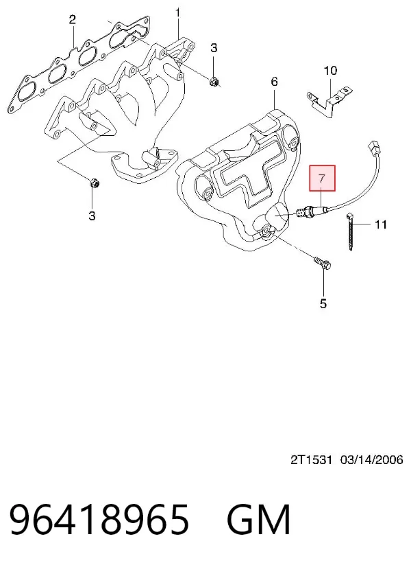 Sonda lambda, sensor de oxigênio até o catalisador 96418965 General Motors