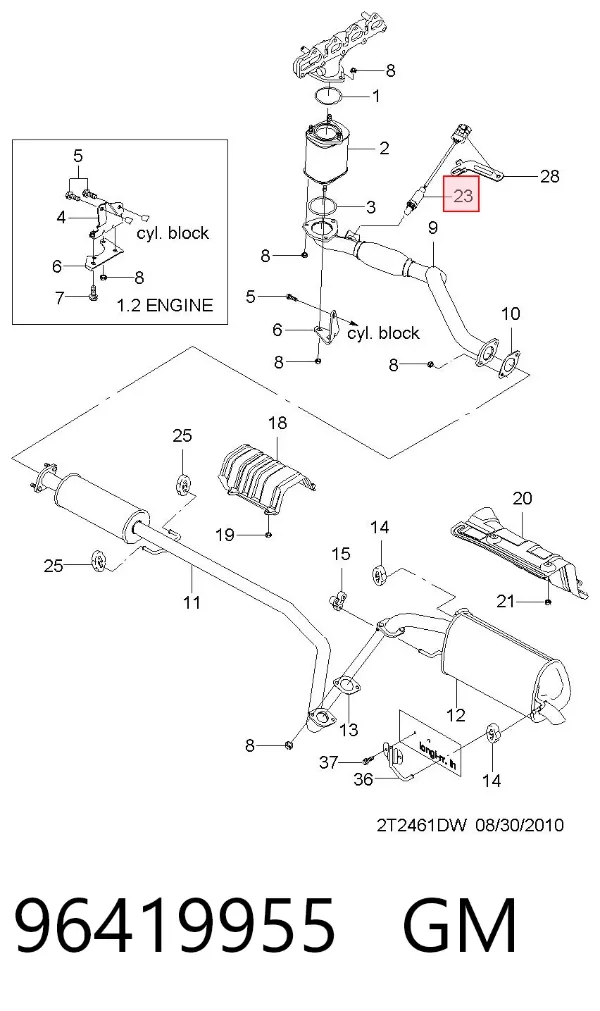 Sonda lambda, sensor de oxigênio depois de catalisador 96419955 General Motors
