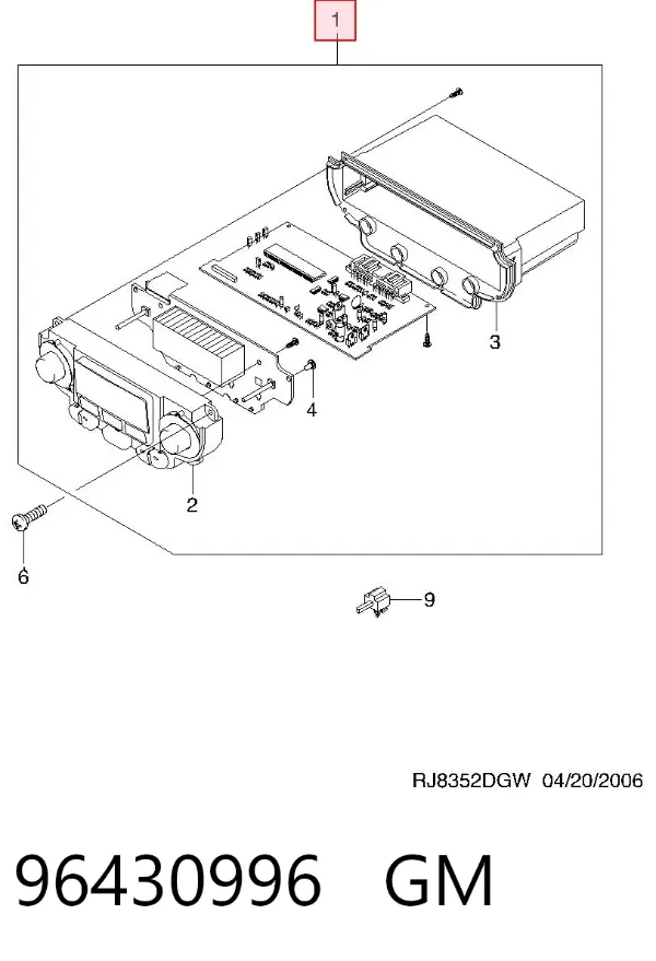 Unidade de controlo dos modos de aquecimento/condicionamento 96430996 General Motors