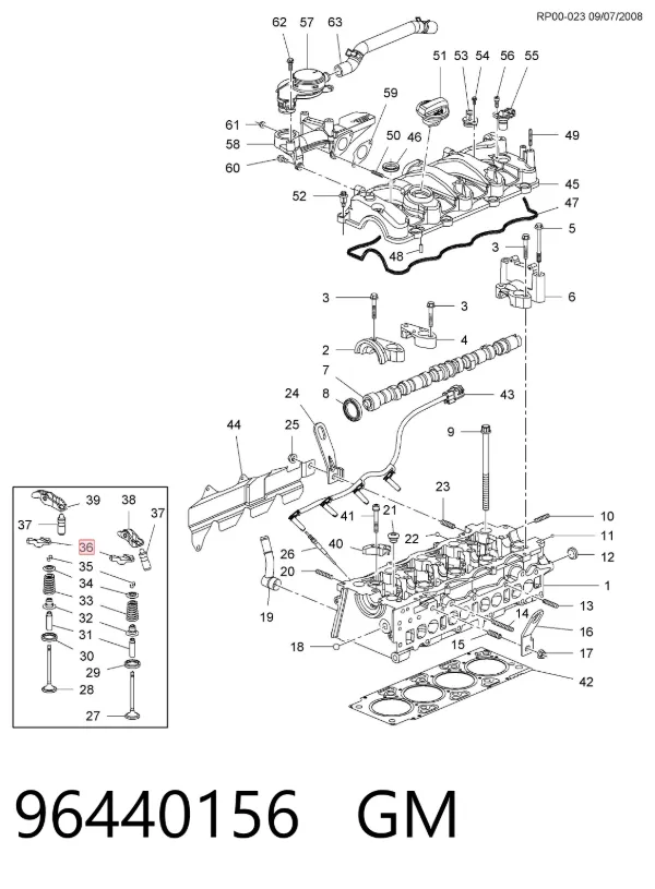 Balanceiro de válvula (balanceiro de válvulas) 96440156 General Motors