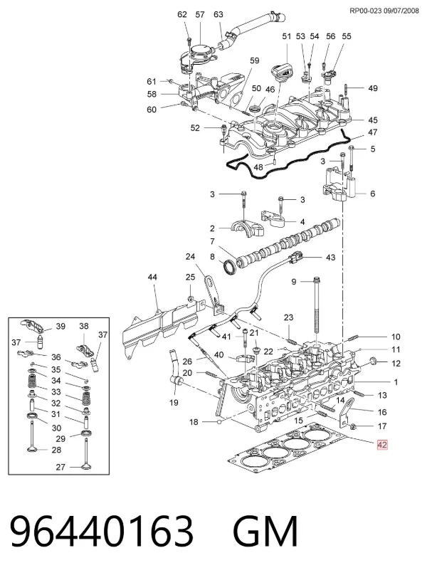 Vedante de cabeça de motor (CBC) 96440163 General Motors