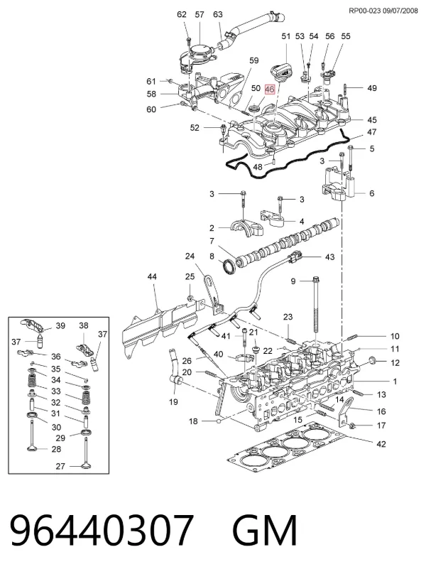 Vedante anular da cavidade de vela 96440307 General Motors