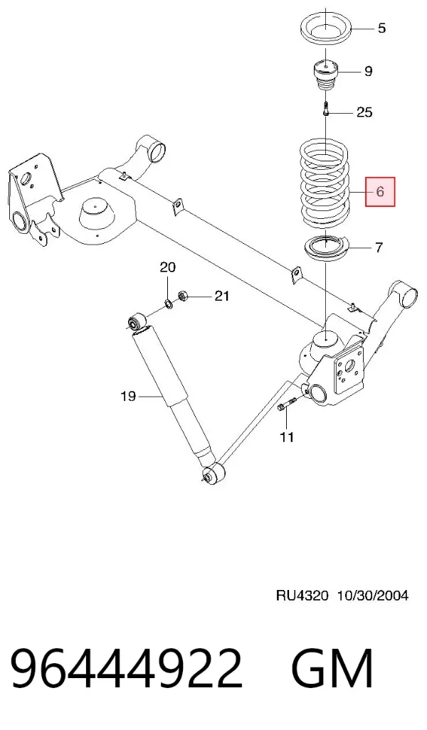 Mola traseira 96444922 General Motors