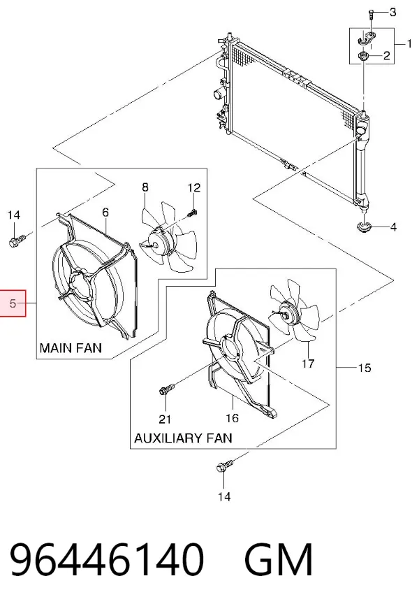 Ventilador elétrico de esfriamento montado (motor + roda de aletas) Daewoo Lanos KLAT