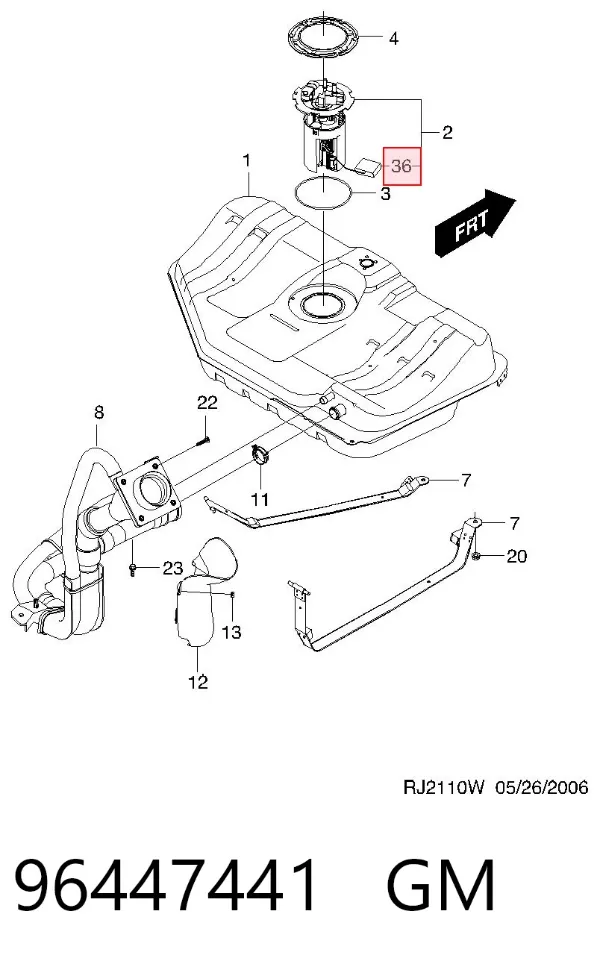 Sensor do nível de combustível no tanque Chevrolet Lacetti J200