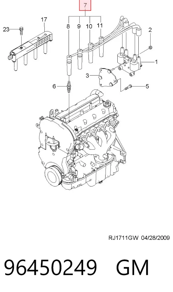 Fios de alta voltagem, kit 96450249 General Motors