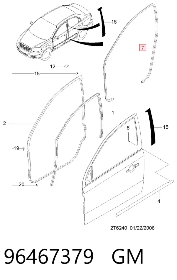 Compactador da porta dianteira (na carroçaria) 96467379 General Motors