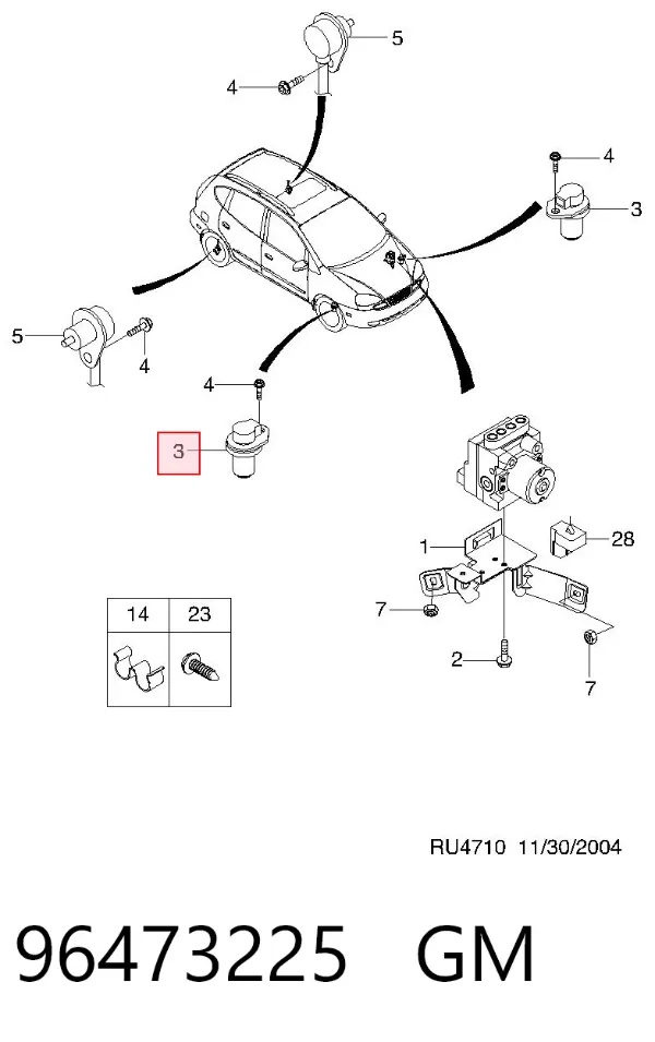 Sensor dianteiro de ABS 96473225 General Motors