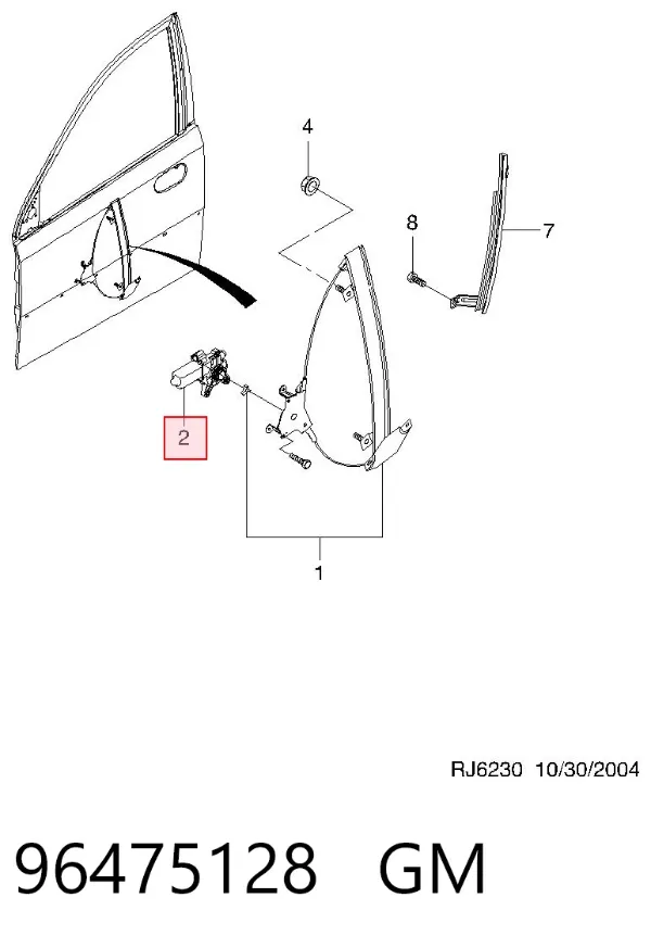 Motor de acionamento de vidro da porta dianteira esquerda 96475128 General Motors