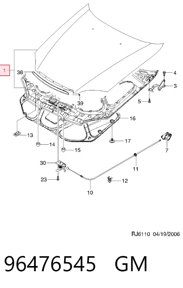 Capota 96476545 General Motors