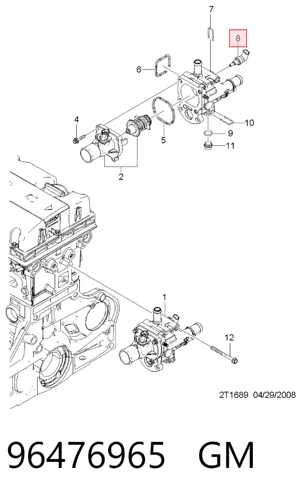 Sensor de temperatura do fluido de esfriamento 96476965 General Motors