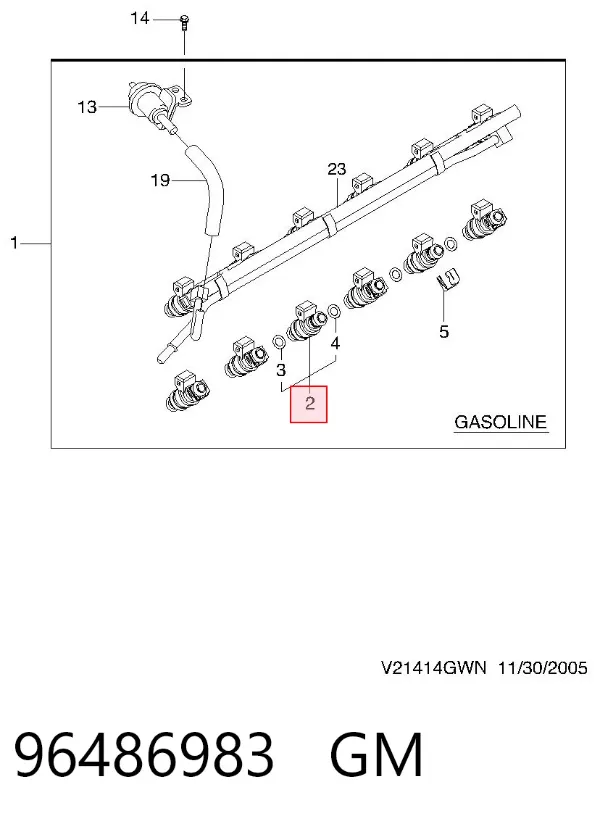 Injetor de injeção de combustível 96486983 General Motors