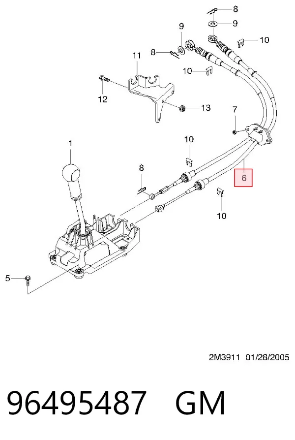 Cabo de mudança duplo 96495487 General Motors