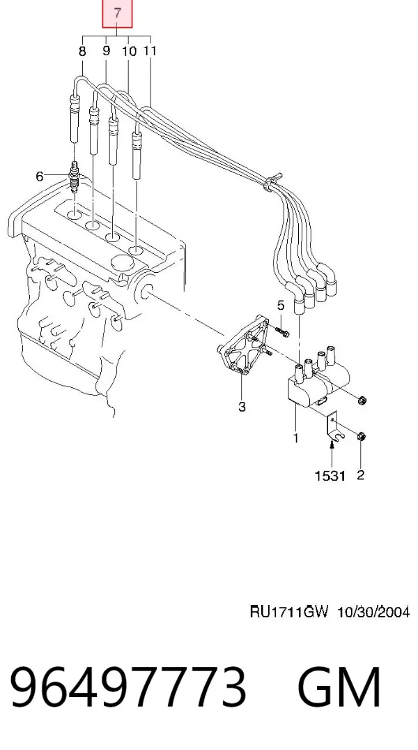 Fios de alta voltagem, kit 96497773 General Motors
