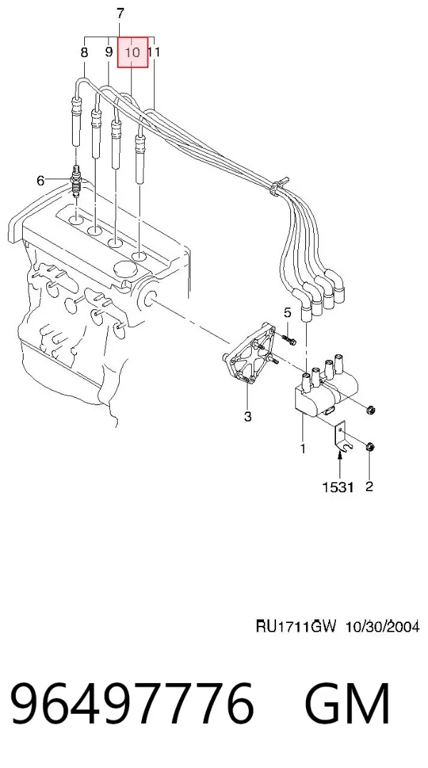 Fios de alta voltagem, kit 96497776 General Motors