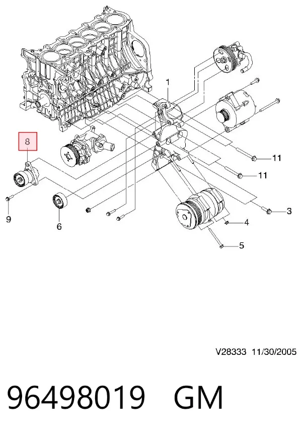 Reguladora de tensão da correia de transmissão 96498019 General Motors