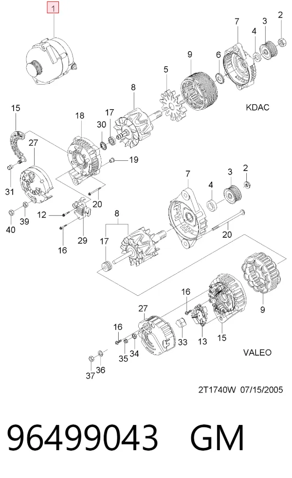 Gerador 96499043 General Motors