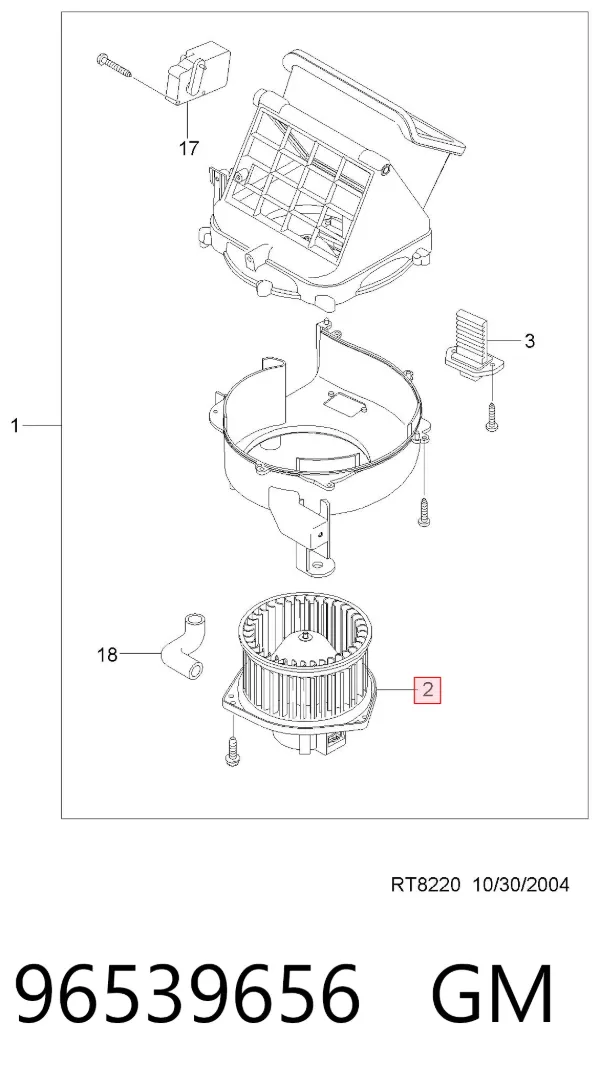 Motor de ventilador de forno (de aquecedor de salão) 96539656 General Motors