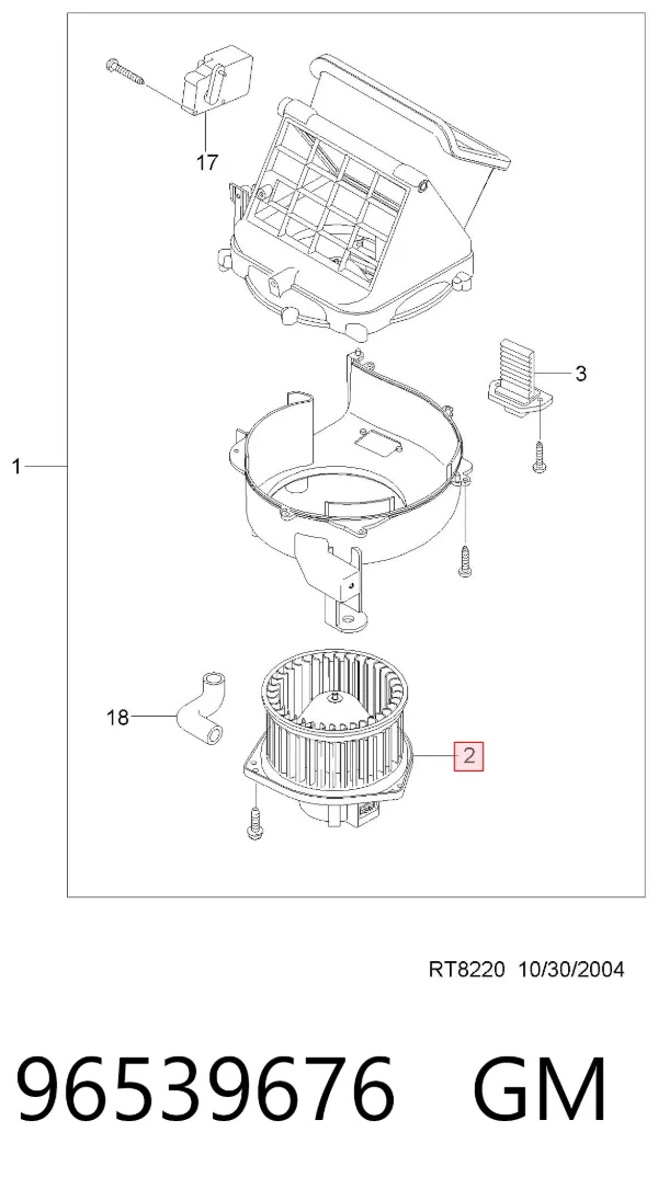 Motor de ventilador de forno (de aquecedor de salão) 96539676 General Motors