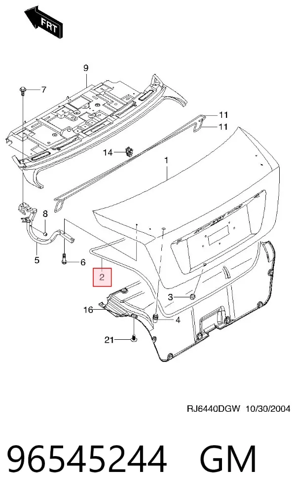 Compactador de tampa de porta-malas 96545244 General Motors
