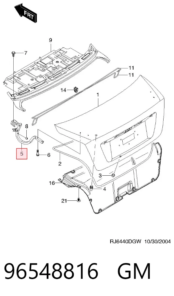 Gozno de tampa de porta-malas 96548816 General Motors