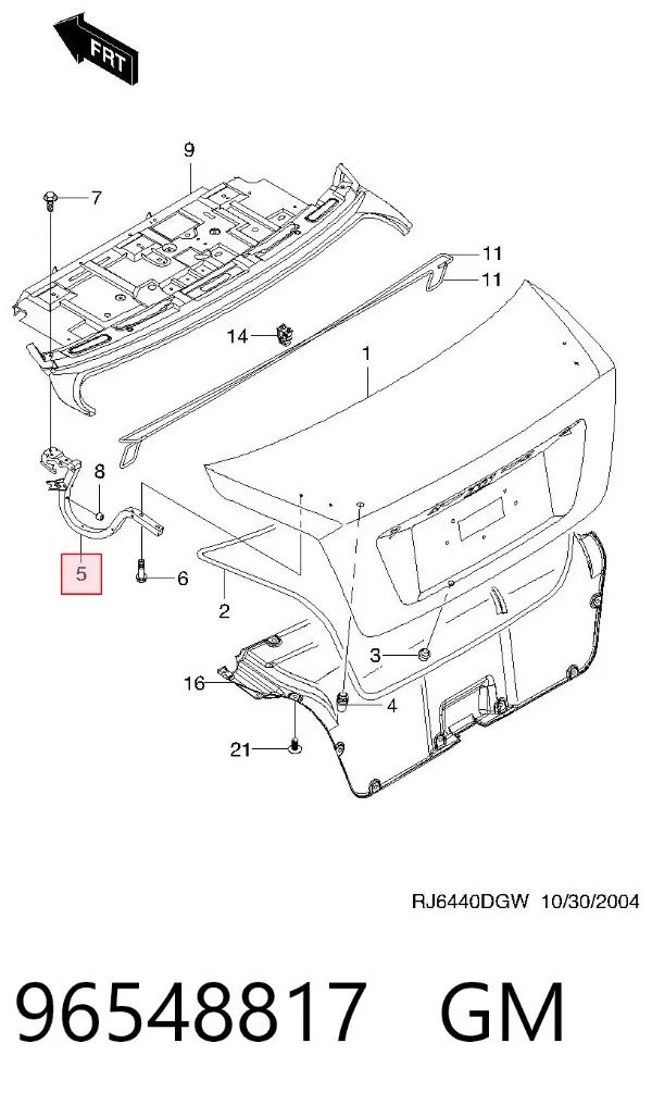 Gozno de tampa de porta-malas 96548817 General Motors