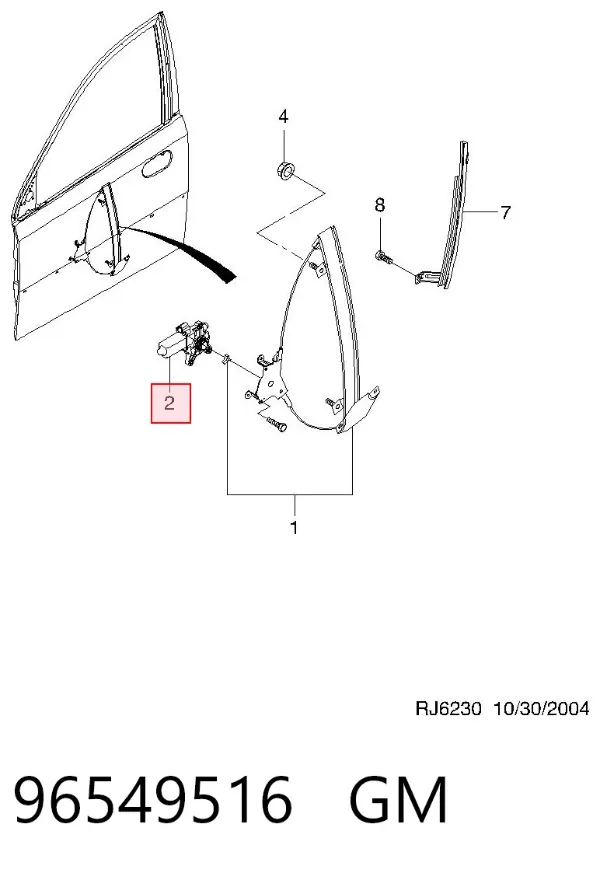 Motor de acionamento de vidro da porta dianteira esquerda 96549516 General Motors