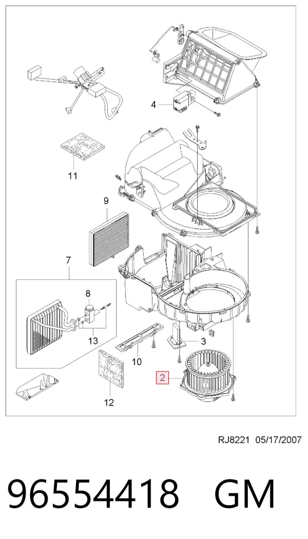 Motor de ventilador de forno (de aquecedor de salão) 96554418 General Motors