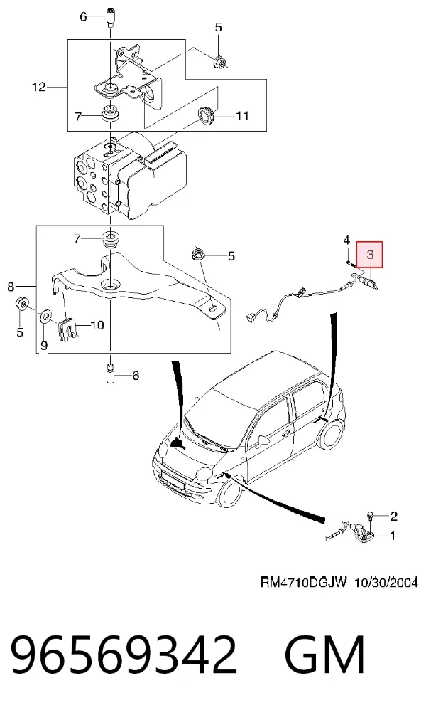 Sensor ABS traseiro 96569342 General Motors