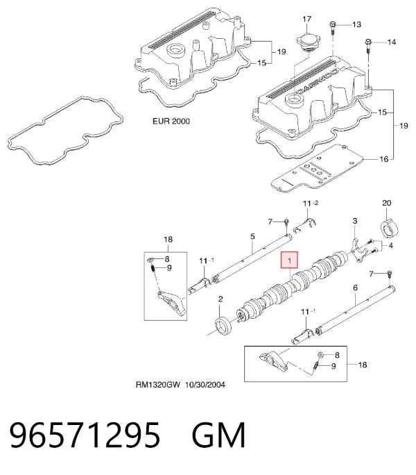 Árvore distribuidora de motor 96571295 General Motors