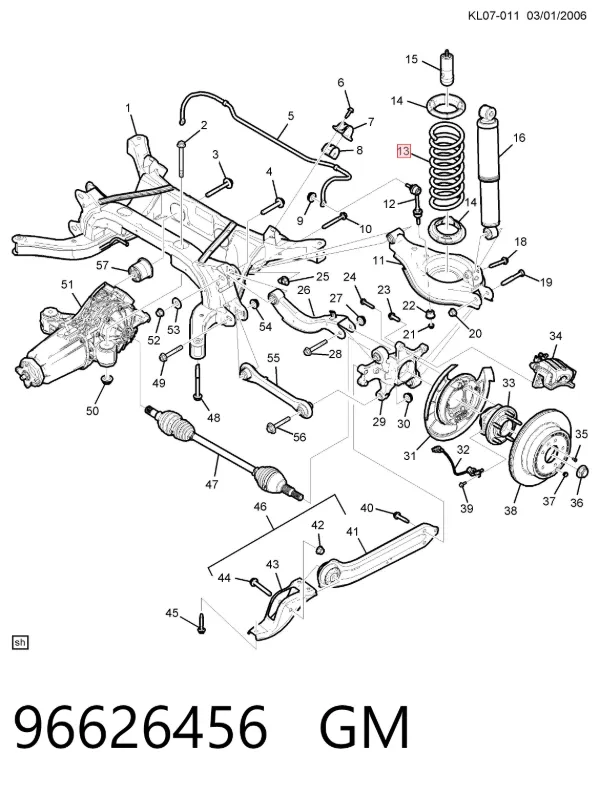 Mola traseira 96626456 General Motors