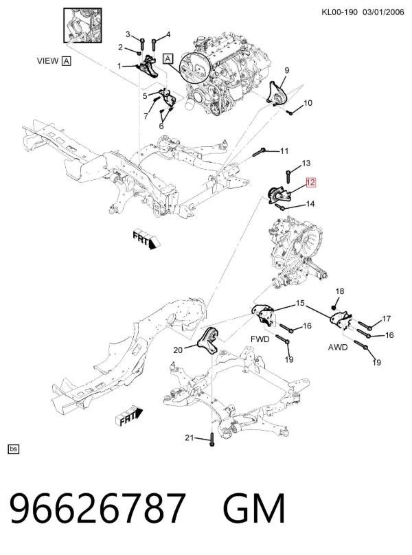 Coxim (suporte) esquerdo de motor 96626787 General Motors