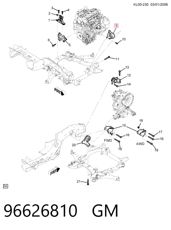 Coxim (suporte) dianteiro de motor 96626810 General Motors