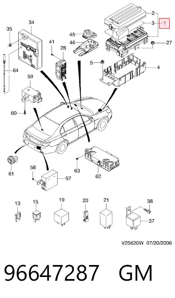Unidade de dispositivos de segurança Chevrolet Epica II