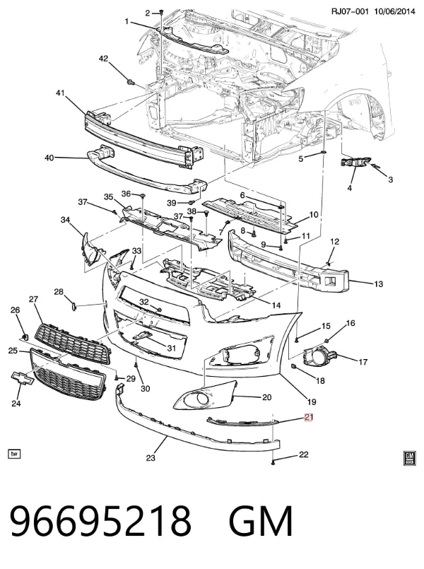 Consola de spoiler do pára-choque dianteiro 96695218 General Motors
