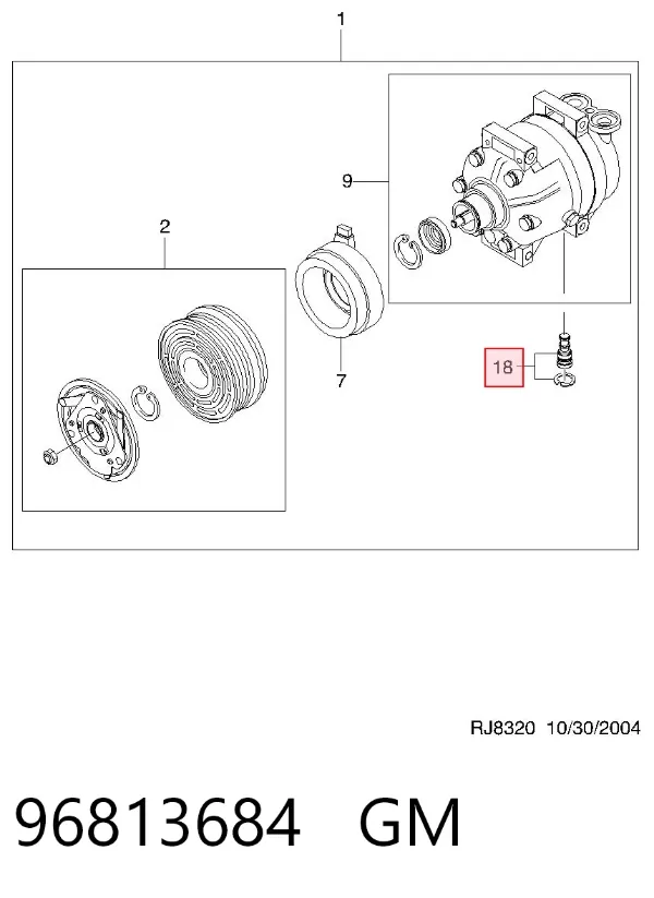Válvula do compressor de aparelho de ar condicionado 96813684 General Motors