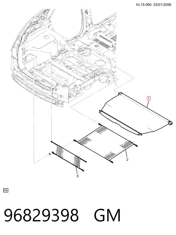Estore da seção de bagagem 96829398 General Motors
