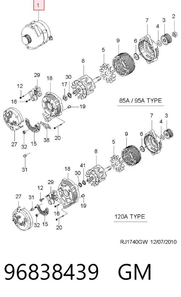 Gerador 96838439 General Motors