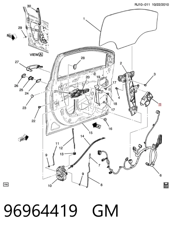 Motor de acionamento de vidro da porta dianteira esquerda 96964419 General Motors