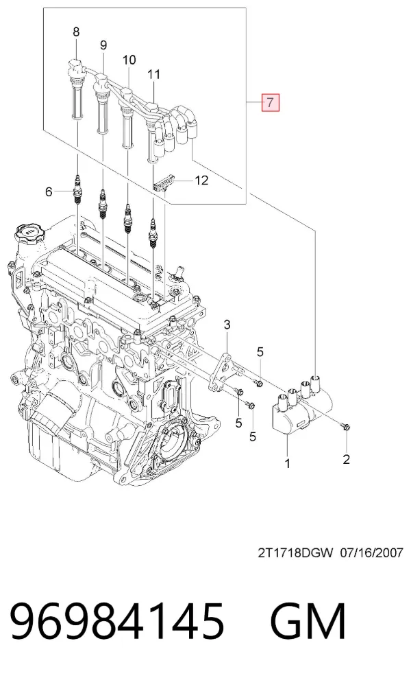Fios de alta voltagem, kit 96984145 General Motors